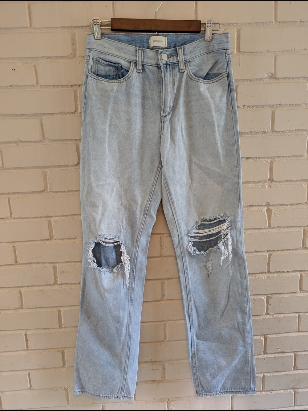 Favorite Daughter 25 Tommy Mid Rise Boyfriend Light Blue Distressed Jeans